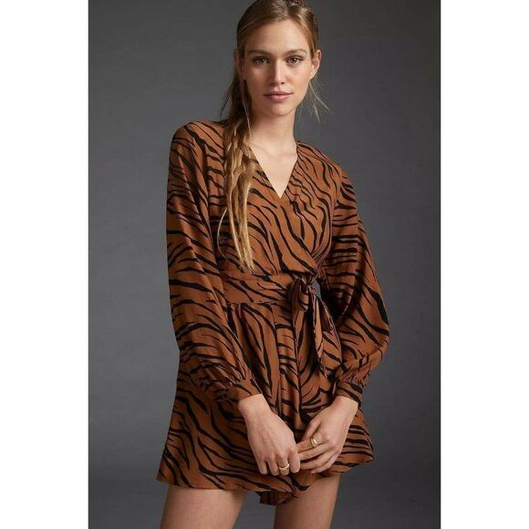 NWT FAITHFULL THE BRAND Sz M L LOTTIE  ROMPER ONE PIECE IN KENYA ANIMAL PRINT - Picture 2 of 4